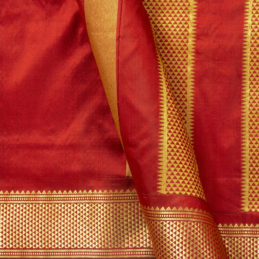9 Yards Maroon Kanchipuram Silk Saree Handwoven Pure Silk Pure Zari For Wedding Wear PV NYC 1702