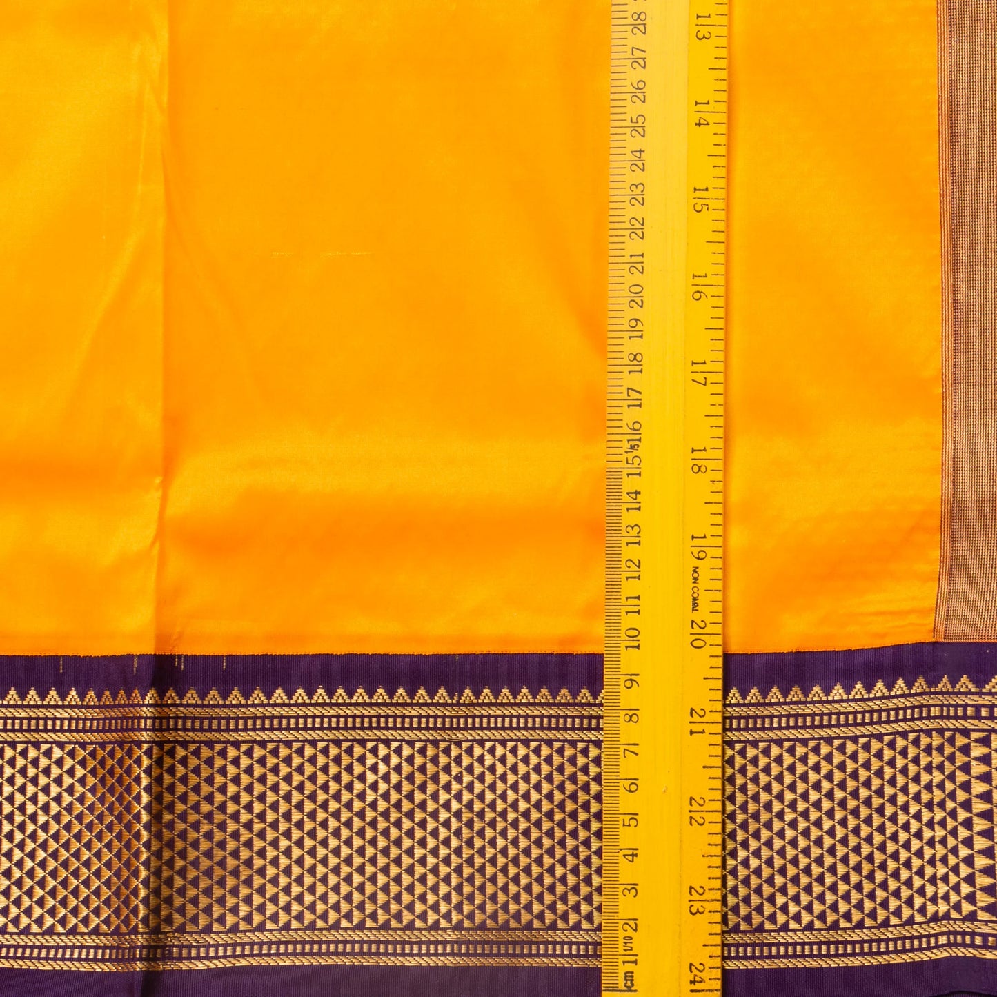 9 Yards Yellow And Purple Kanchipuram Silk Saree Handwoven Pure Silk Pure Zari For Wedding Wear PV NYC 1699