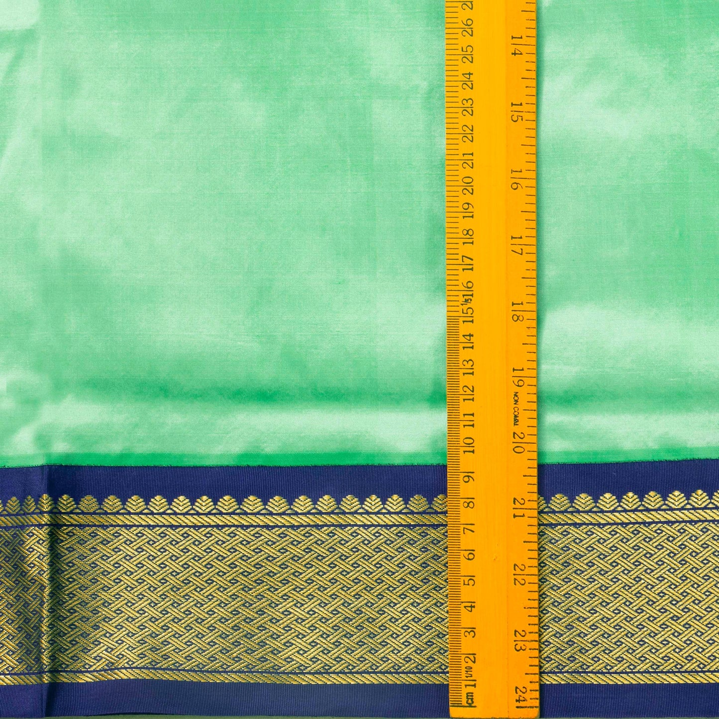 9 Yards Pista Green And Blue Kanchipuram Silk Saree Handwoven Pure Silk Pure Zari For Wedding Wear PV NYC 1704
