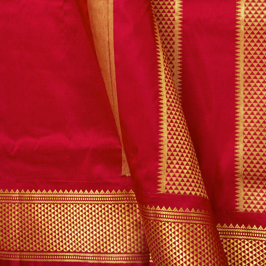 9 Yards Red Kanchipuram Silk Saree Handwoven Pure Silk Pure Zari For Wedding Wear PV NYC 1708