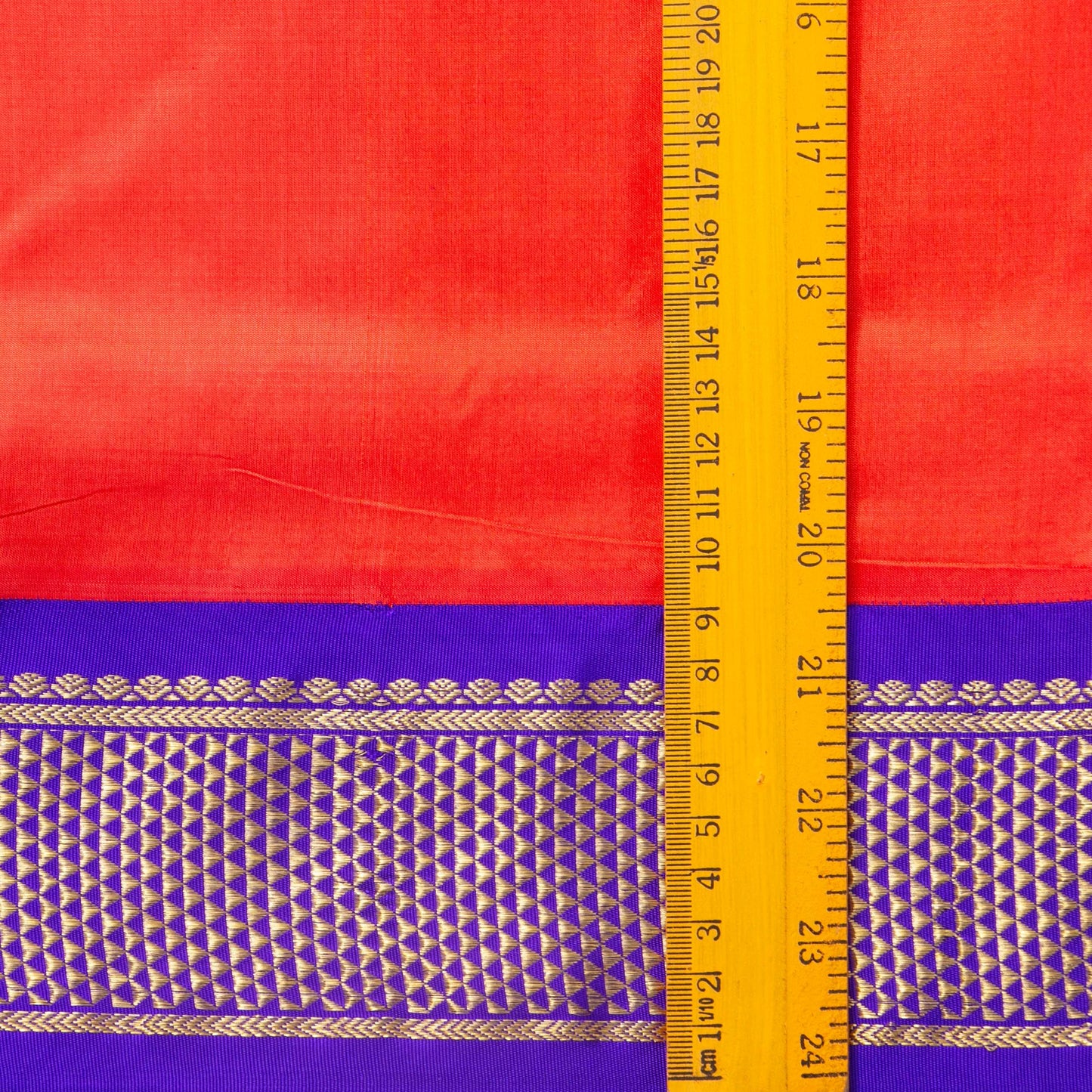 9 Yards Orange And Violet Kanchipuram Silk Saree Handwoven Pure Silk Pure Zari For Wedding Wear PV NYC 1710