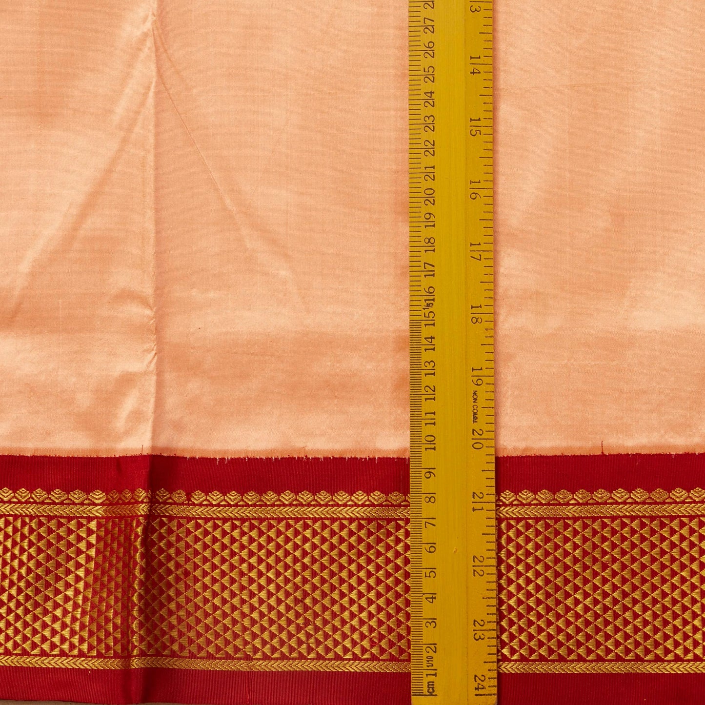 9 Yards Peach Ganga Jamuna Border Kanchipuram Silk Saree Handwoven Pure Silk Pure Zari For Wedding Wear PV NYC 1711