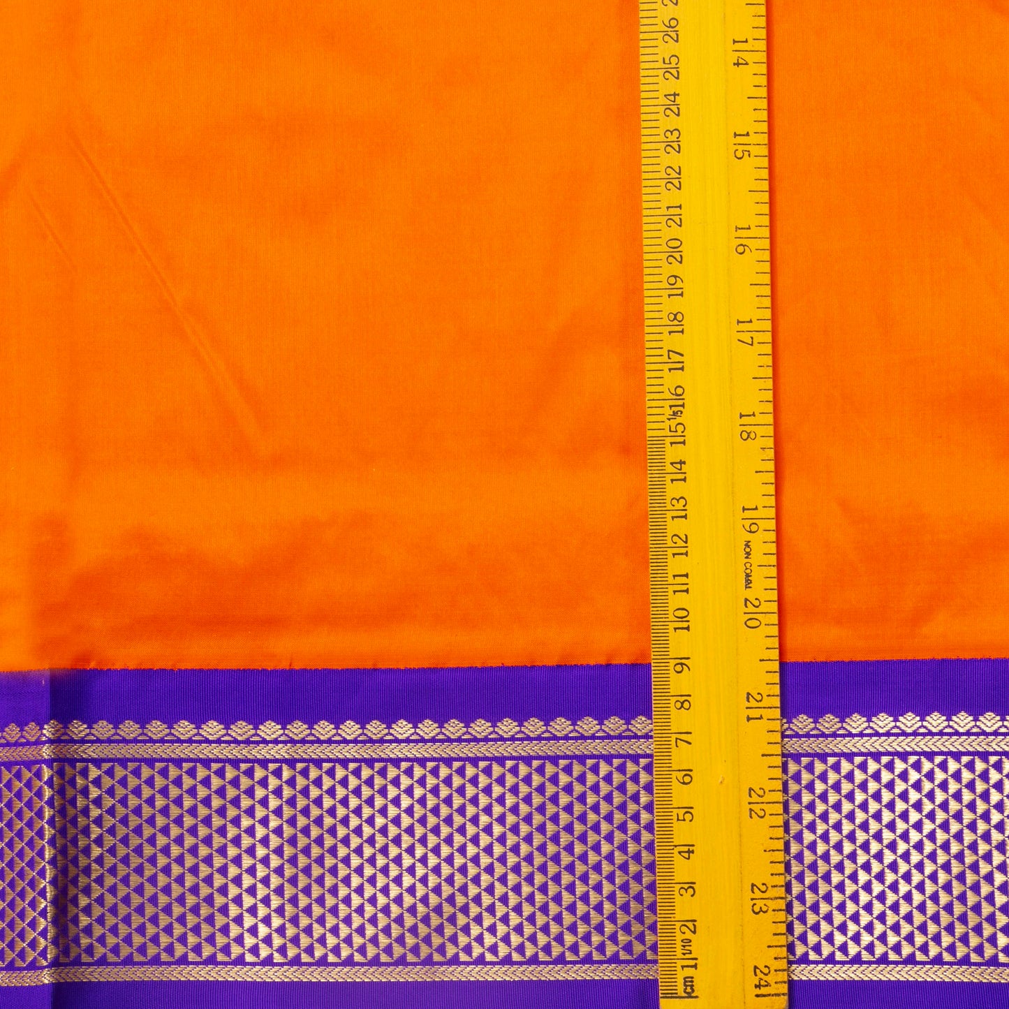 9 Yards Orange And Violet Kanchipuram Silk Saree Handwoven Pure Silk Pure Zari For Wedding Wear PV NYC 1700