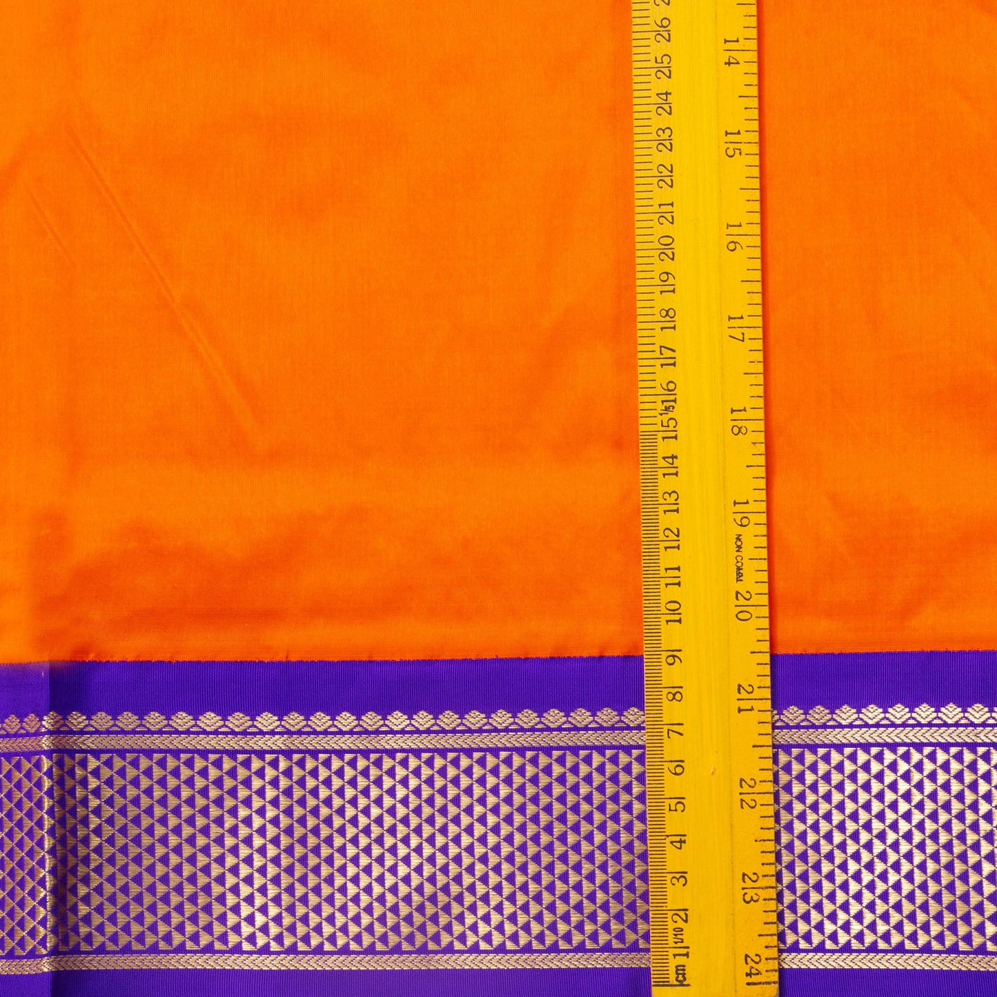 9 Yards Orange And Violet Kanchipuram Silk Saree Handwoven Pure Silk Pure Zari For Wedding Wear PV NYC 1700