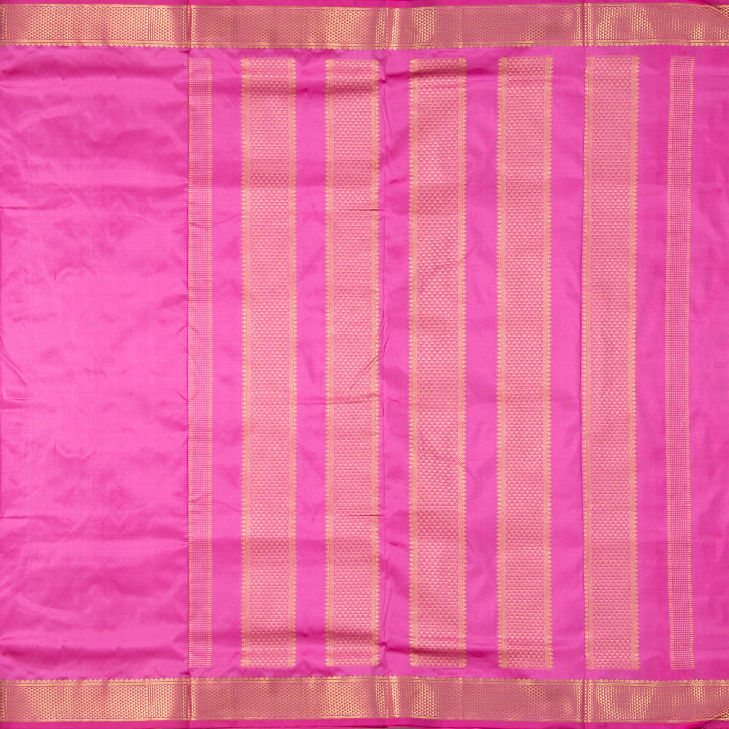 9 Yards Pink Kanchipuram Silk Saree Handwoven Pure Silk Pure Zari For Wedding Wear PV NYC 1707