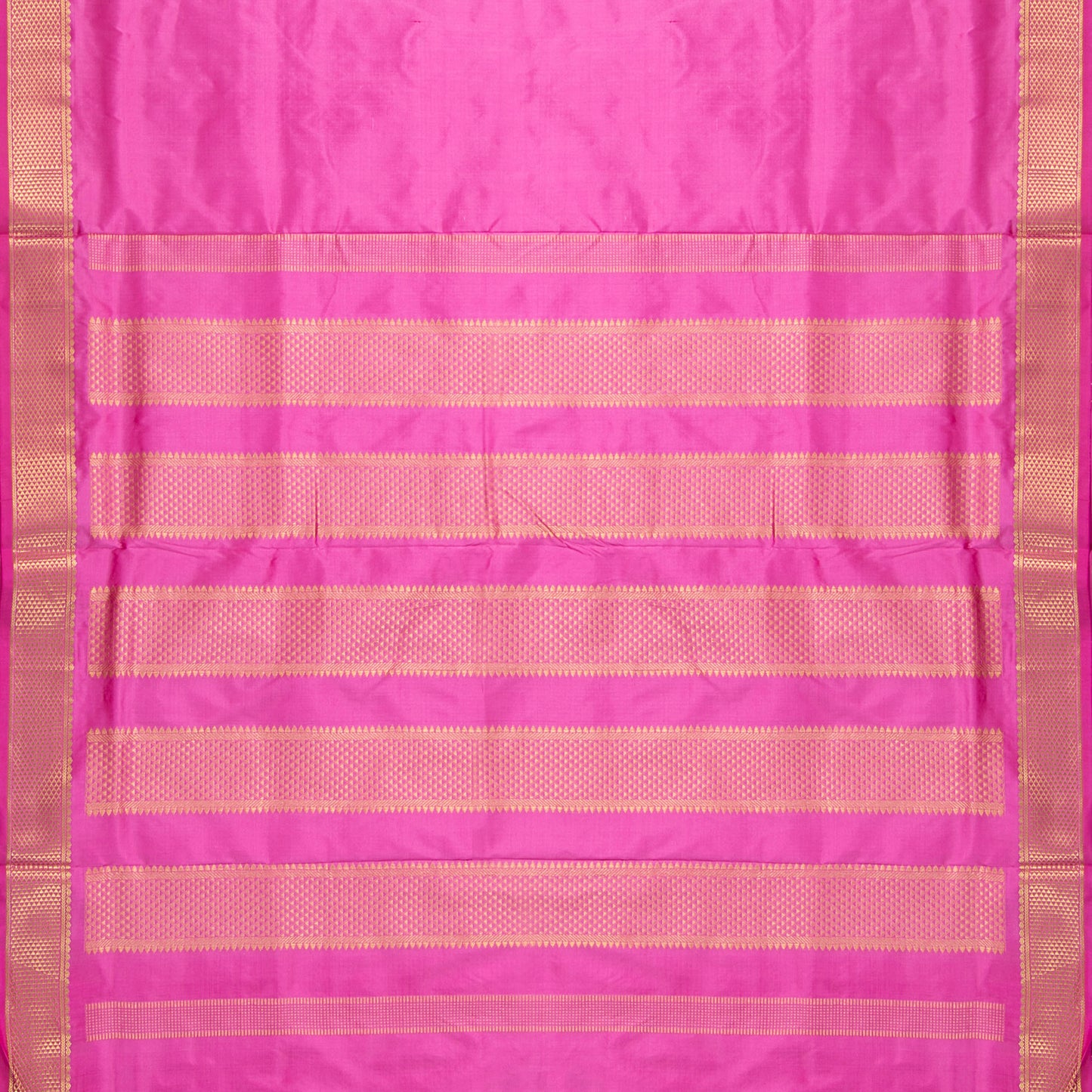 9 Yards Pink Kanchipuram Silk Saree Handwoven Pure Silk Pure Zari For Wedding Wear PV NYC 1707