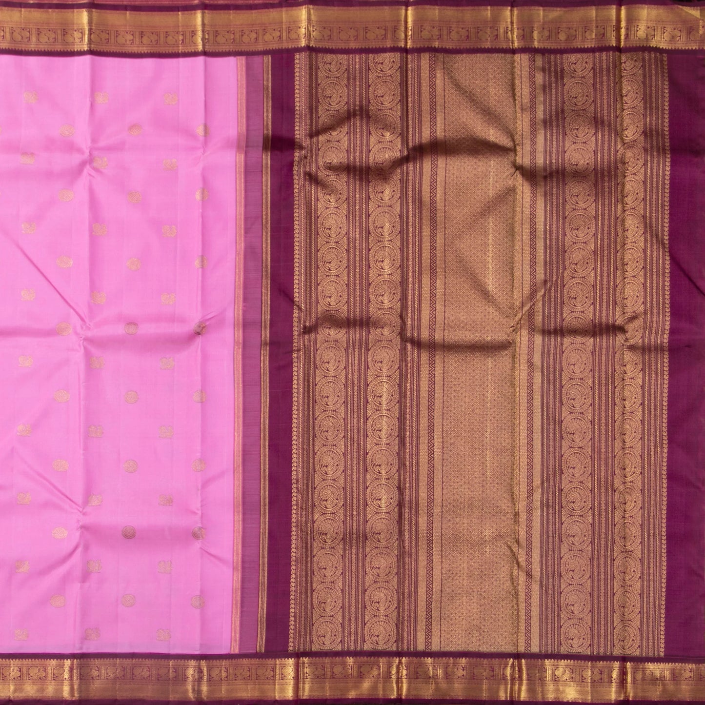 Pink And Wine Kanchipuram Silk Saree For Bridal Wear PV NYC 1645