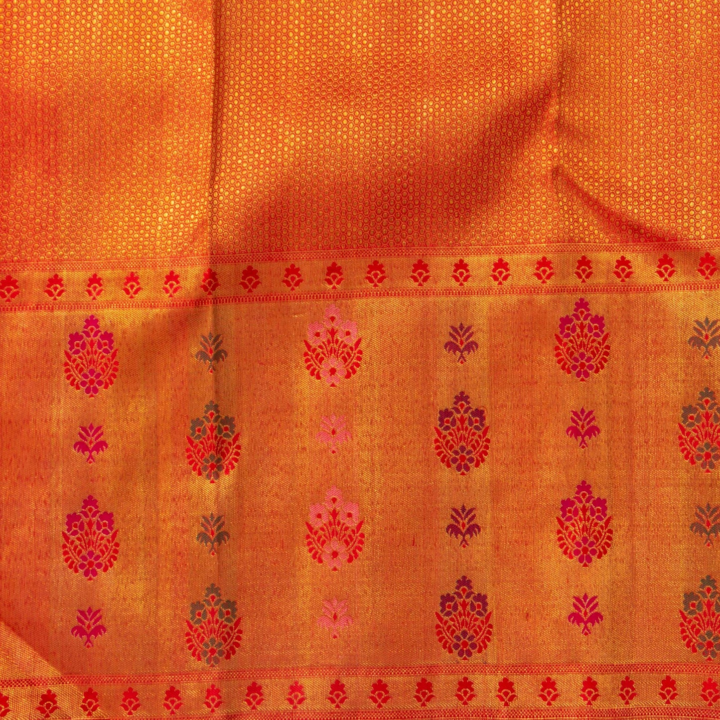Pink And Red Kanchipuram Silk Saree For Bridal Wear PV NYC 1604