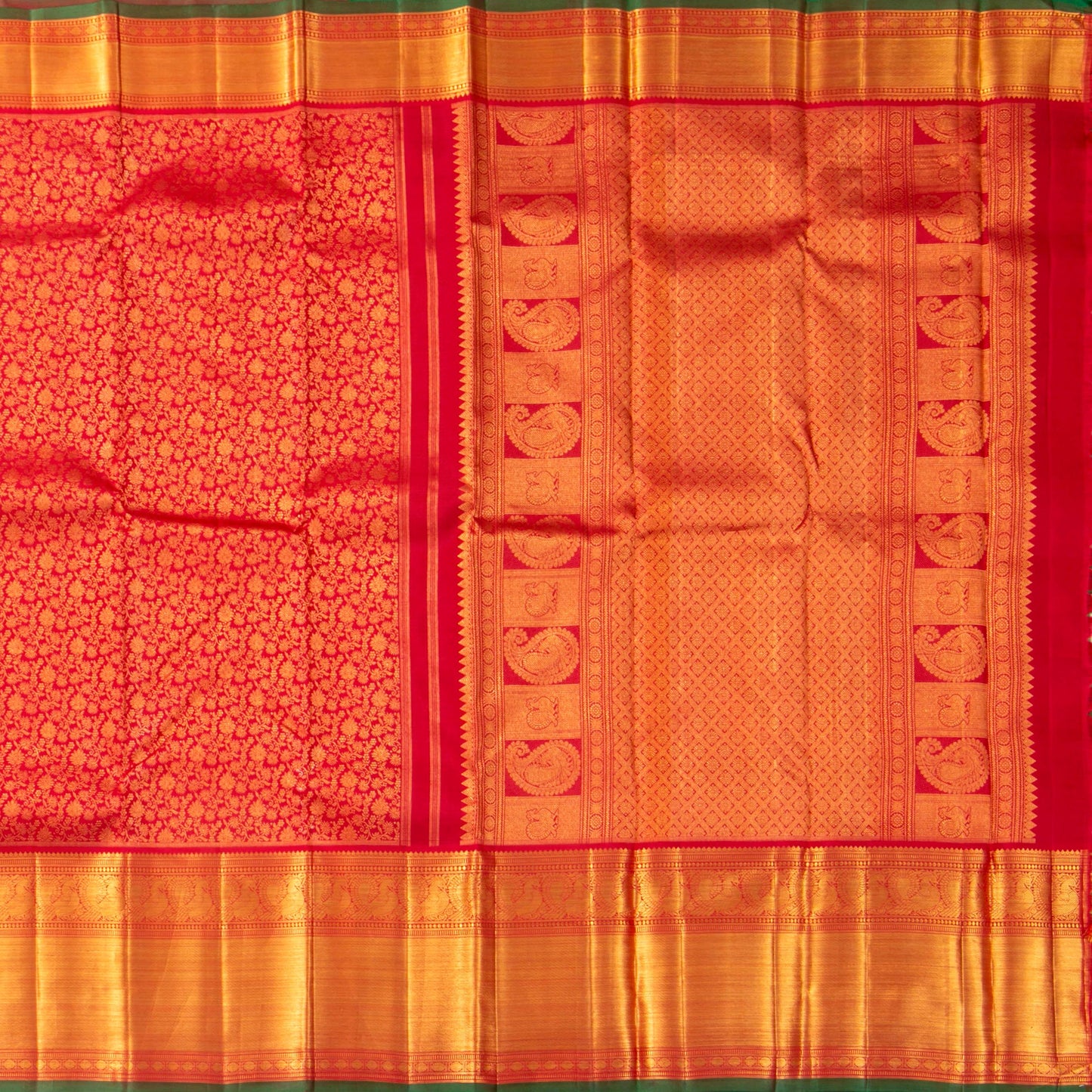 Red Kanchipuram Silk Saree For Bridal Wear PV NYC 1605