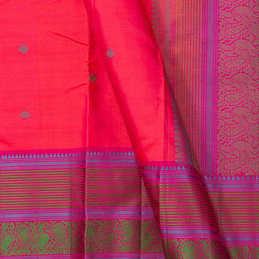 Pink Kanchipuram Silk Saree With No Zari For Office Wear PV RM NZ 503
