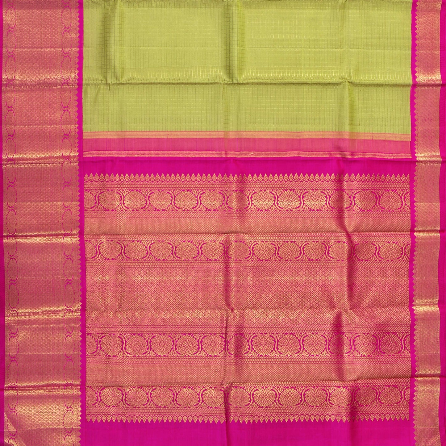 Elachi Green And Pink Kanchipuram Silk Saree For Bridal Wear PV NYC 1600