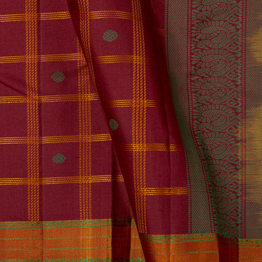Maroon Kanchipuram Silk Saree With No Zari For Office Wear PV RM NZ 508 - Silk Sari - Panjavarnam PV RM NZ 508