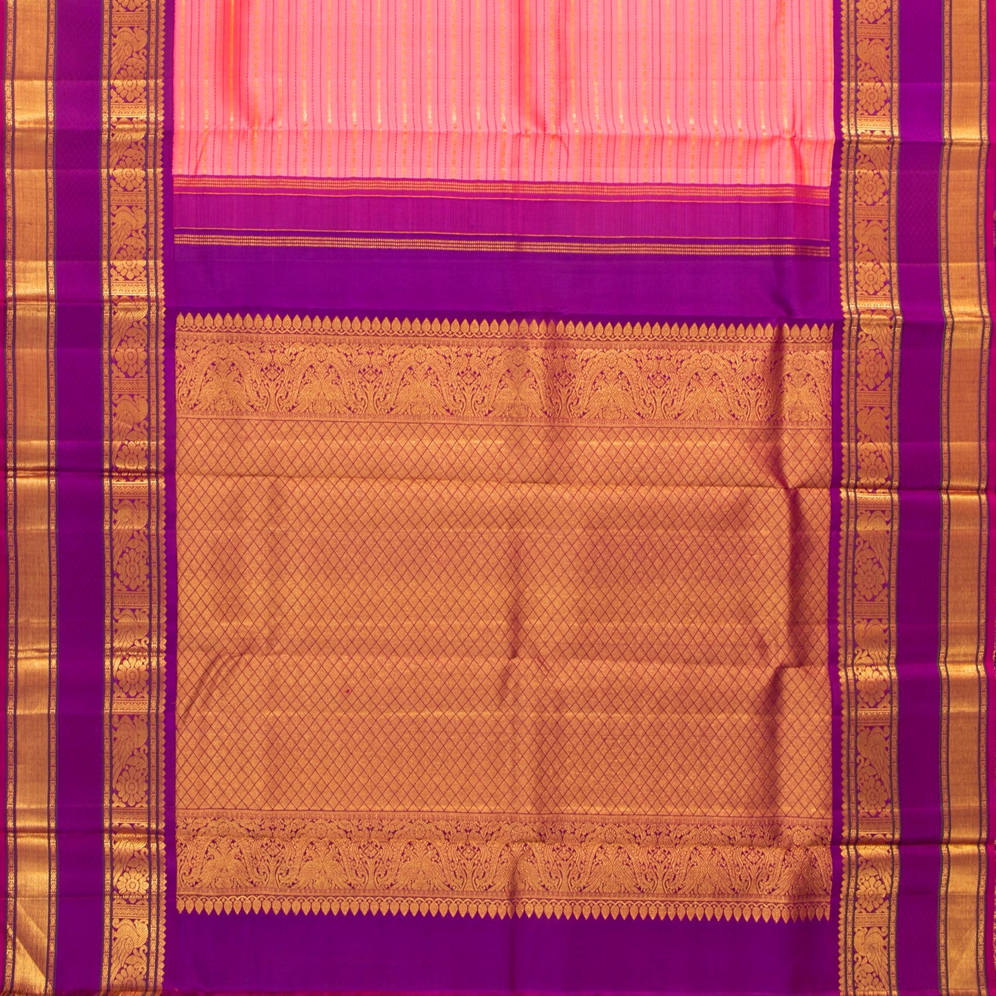 Pink And Magenta Kanchipuram Silk Saree With Silver Zari For Wedding Wear PV NYC 1588