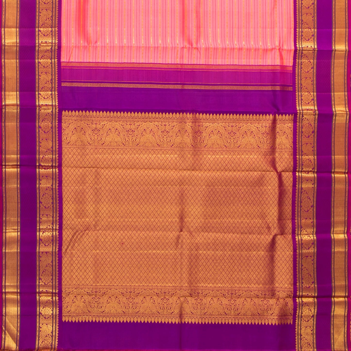 Pink And Magenta Kanchipuram Silk Saree With Silver Zari For Wedding Wear PV NYC 1588