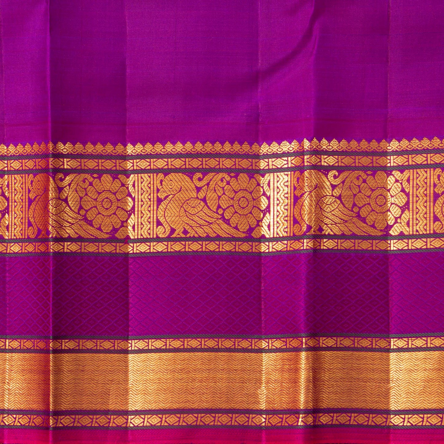 Pink And Magenta Kanchipuram Silk Saree With Silver Zari For Wedding Wear PV NYC 1588