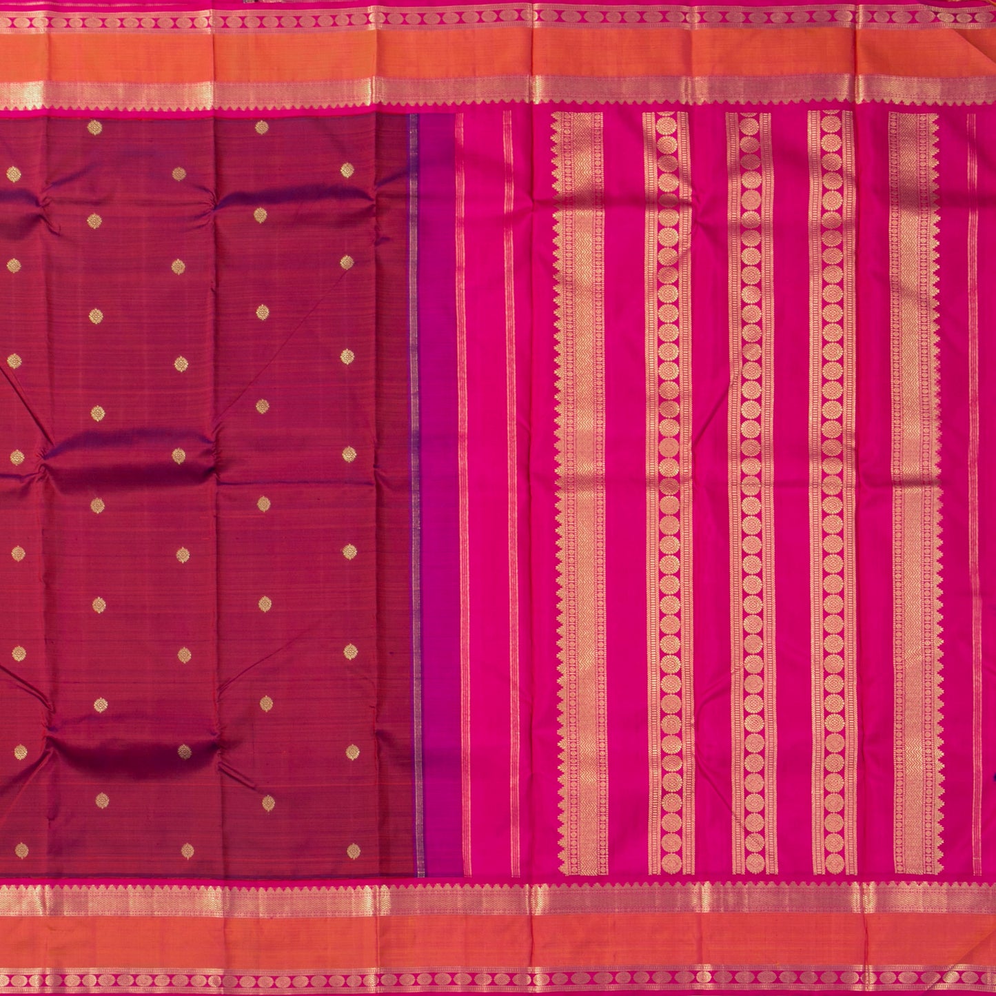 Maroon And Pink Kanchipuram Silk Saree For Bridal Wear PV NYC 1652