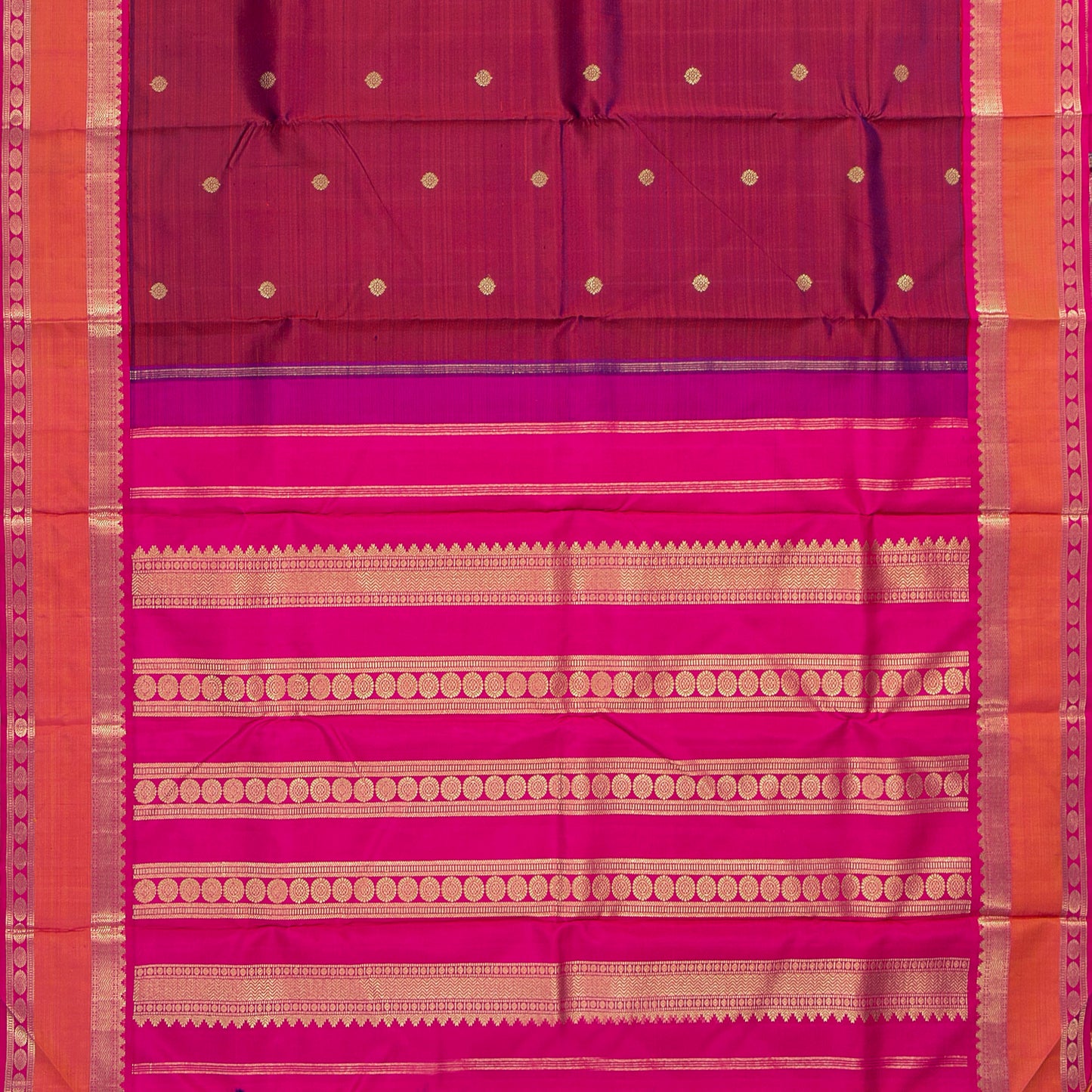 Maroon And Pink Kanchipuram Silk Saree For Bridal Wear PV NYC 1652