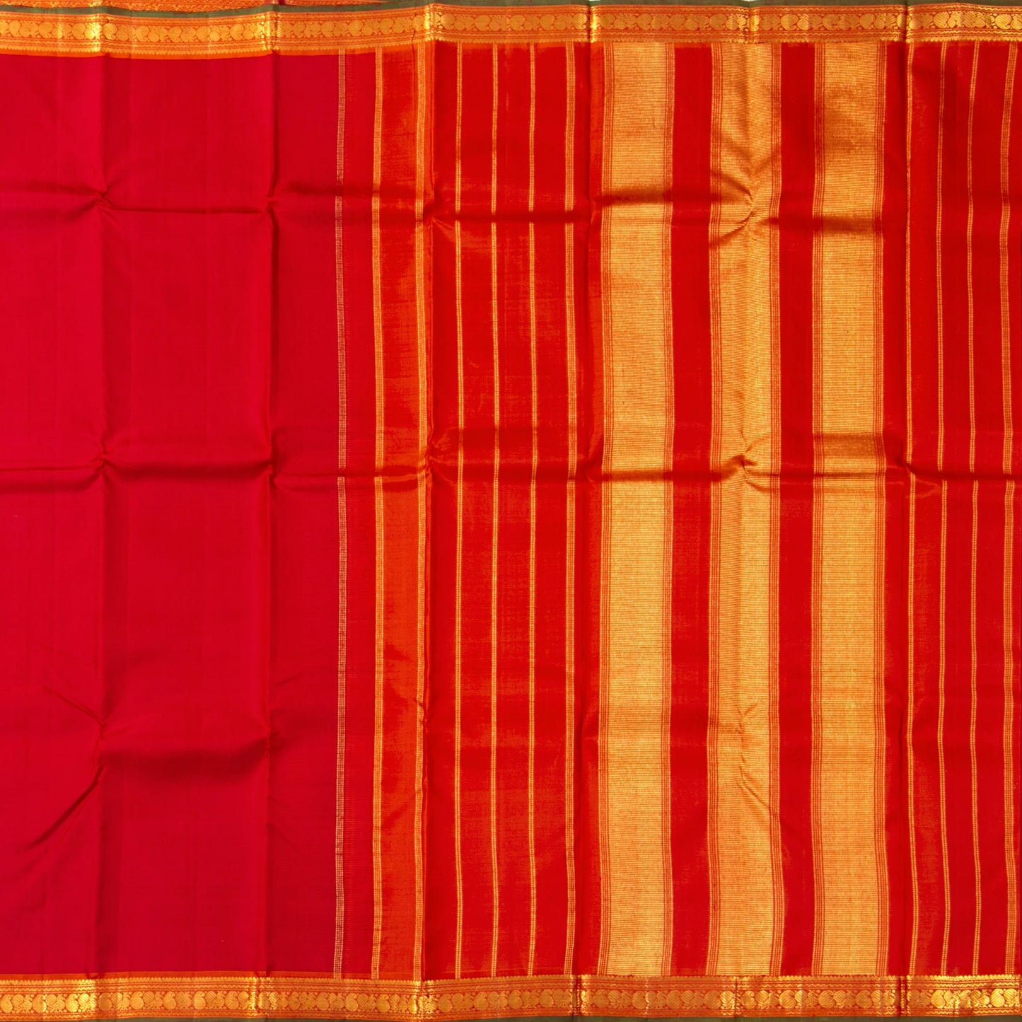 Red And Orange Kanchipuram Silk Saree For Festive Wear PV NYC 1727