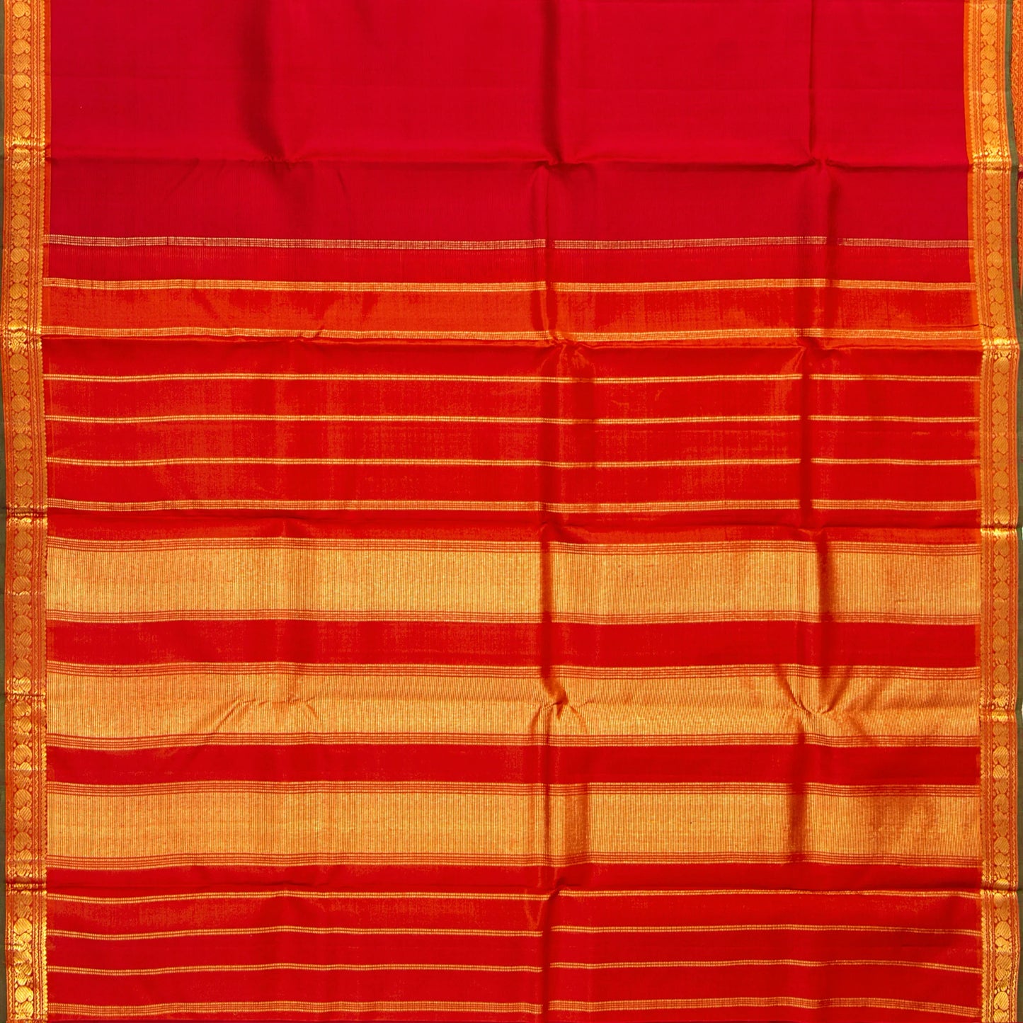 Red And Orange Kanchipuram Silk Saree For Festive Wear PV NYC 1727