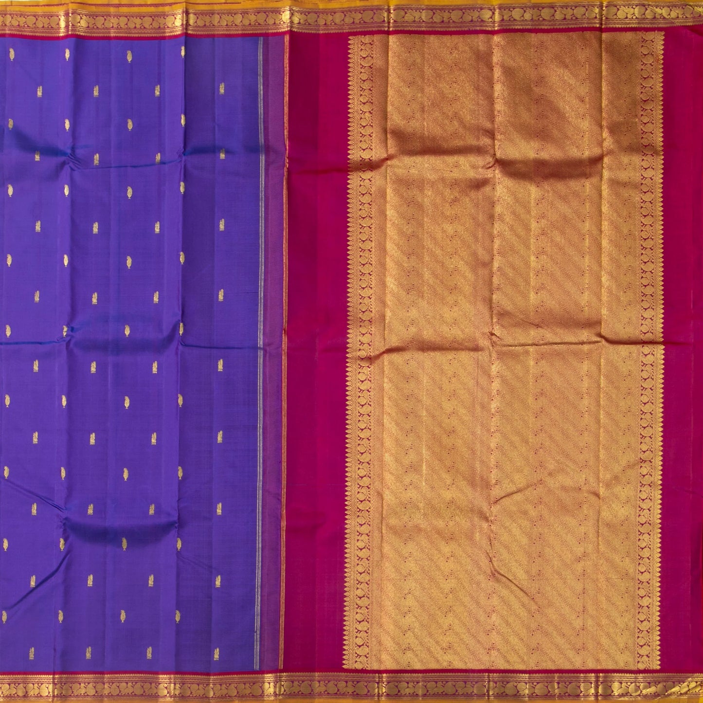 Blue And Magenta Kanchipuram Silk Saree For Festive Wear PV NYC 1726