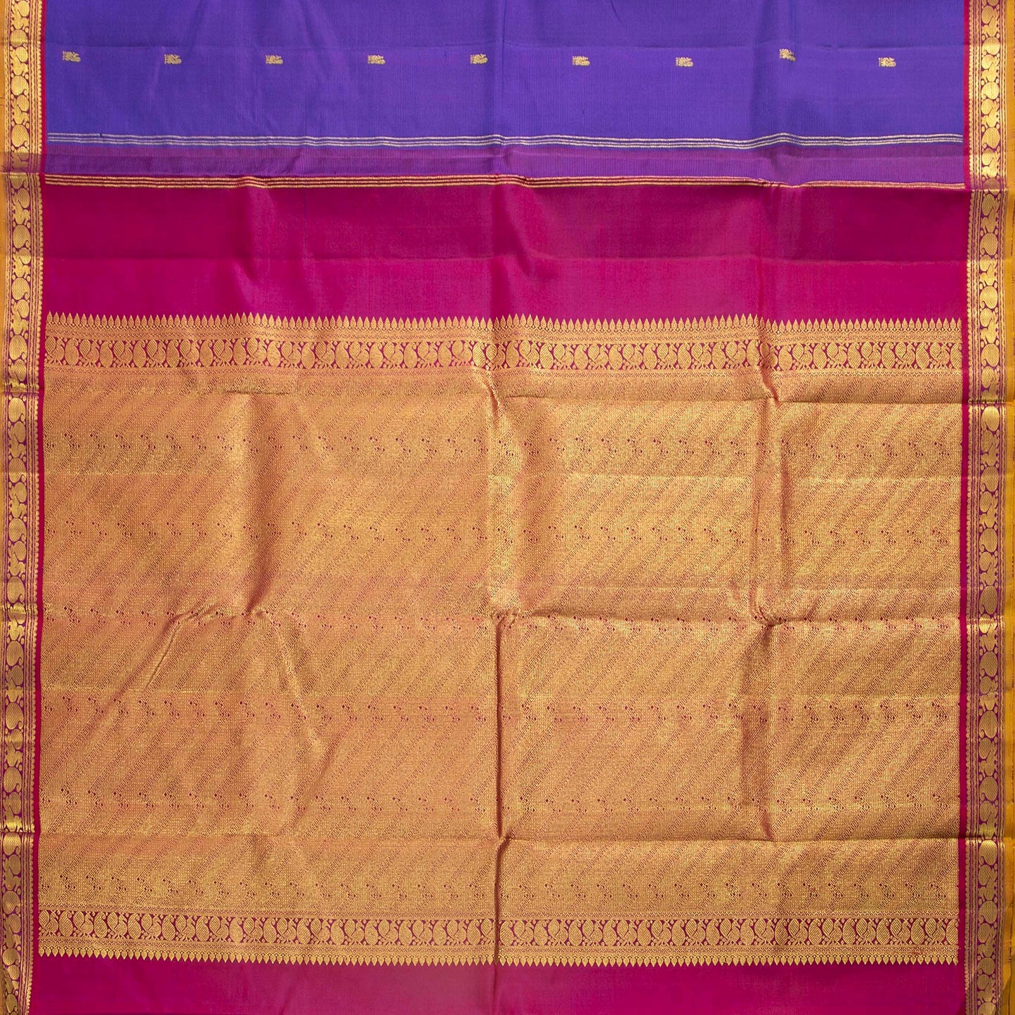 Blue And Magenta Kanchipuram Silk Saree For Festive Wear PV NYC 1726
