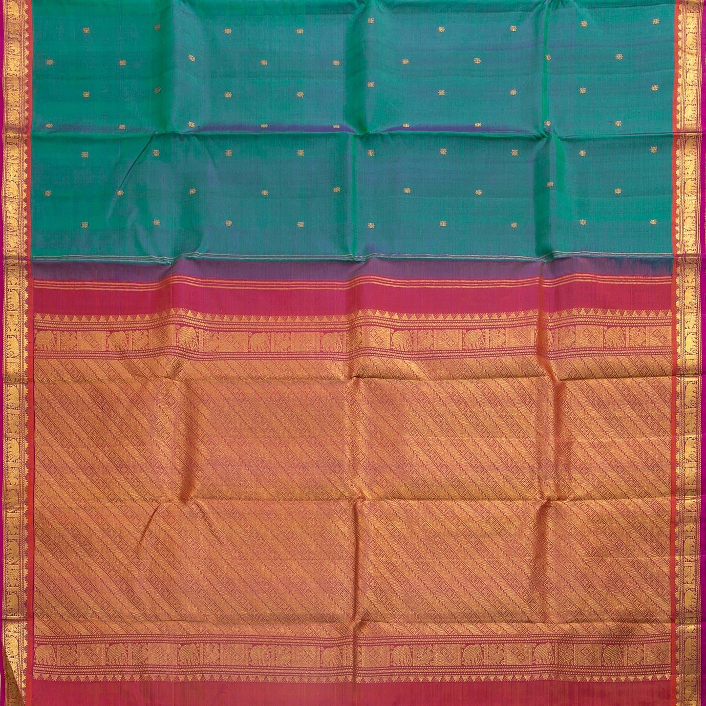Mayilkazhuthu blue And Pink Kanchipuram Silk Saree For Festive Wear PV NYC 1734