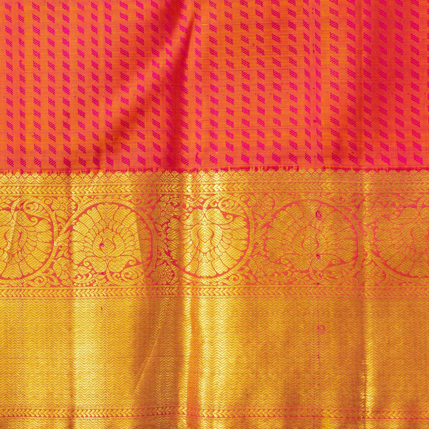 Pastel Turquoise And Orange Kanchipuram Silk Saree With Silver And Gold Zari For Bridal Wedding Wear PV NYC 1658