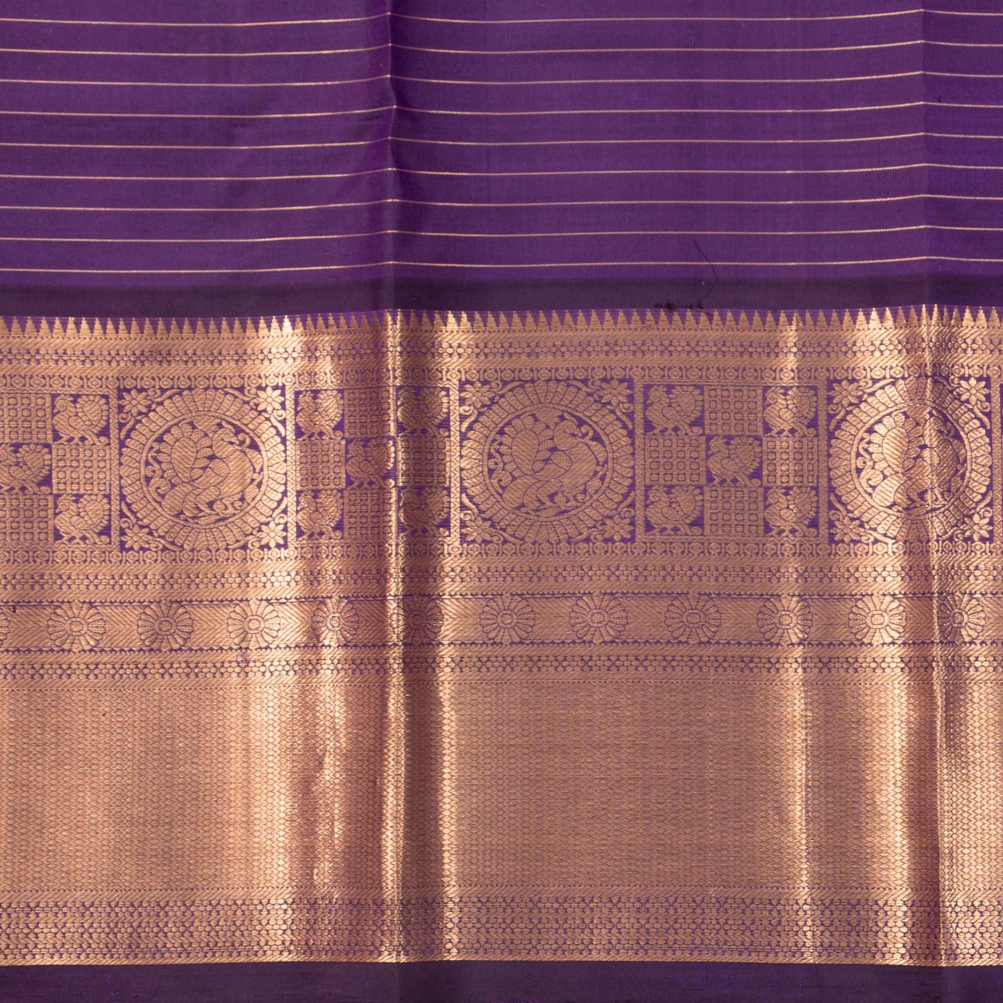 Pink And Purple Kanchipuram Silk Saree With Zari Checks For Bridal Wear PV NYC 1630