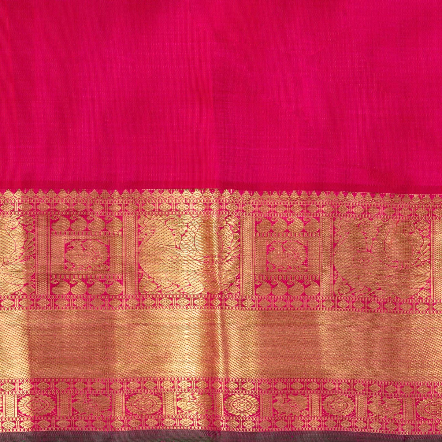 Pink, Magenta And Red Kanchipuram Silk Saree With Jacquard Silk Work And Ganda Berunda Motifs For Wedding Wear PV NYC 1673