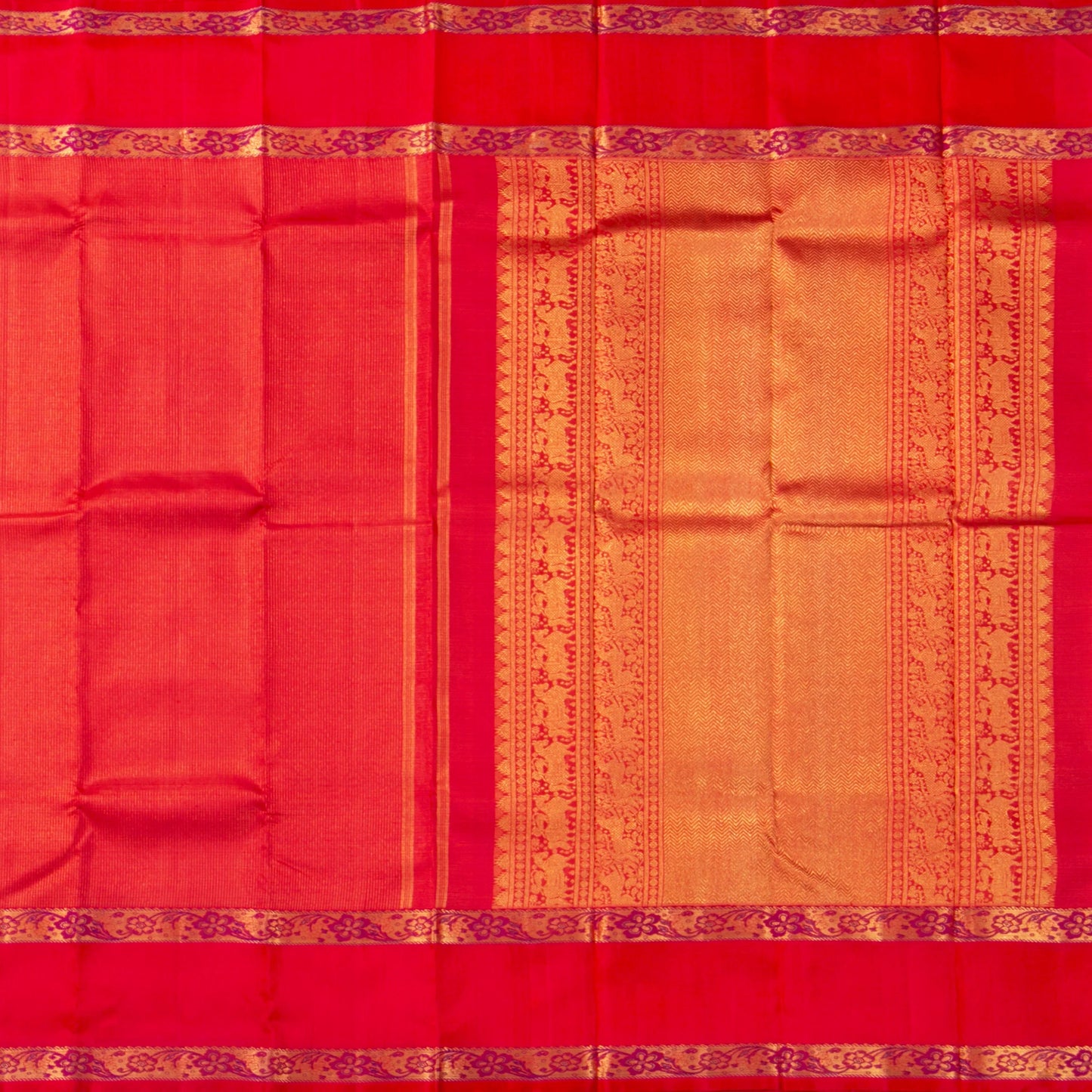 Red Kanchipuram Silk Saree With Zari Checks For Wedding Wear PV NYC 1580
