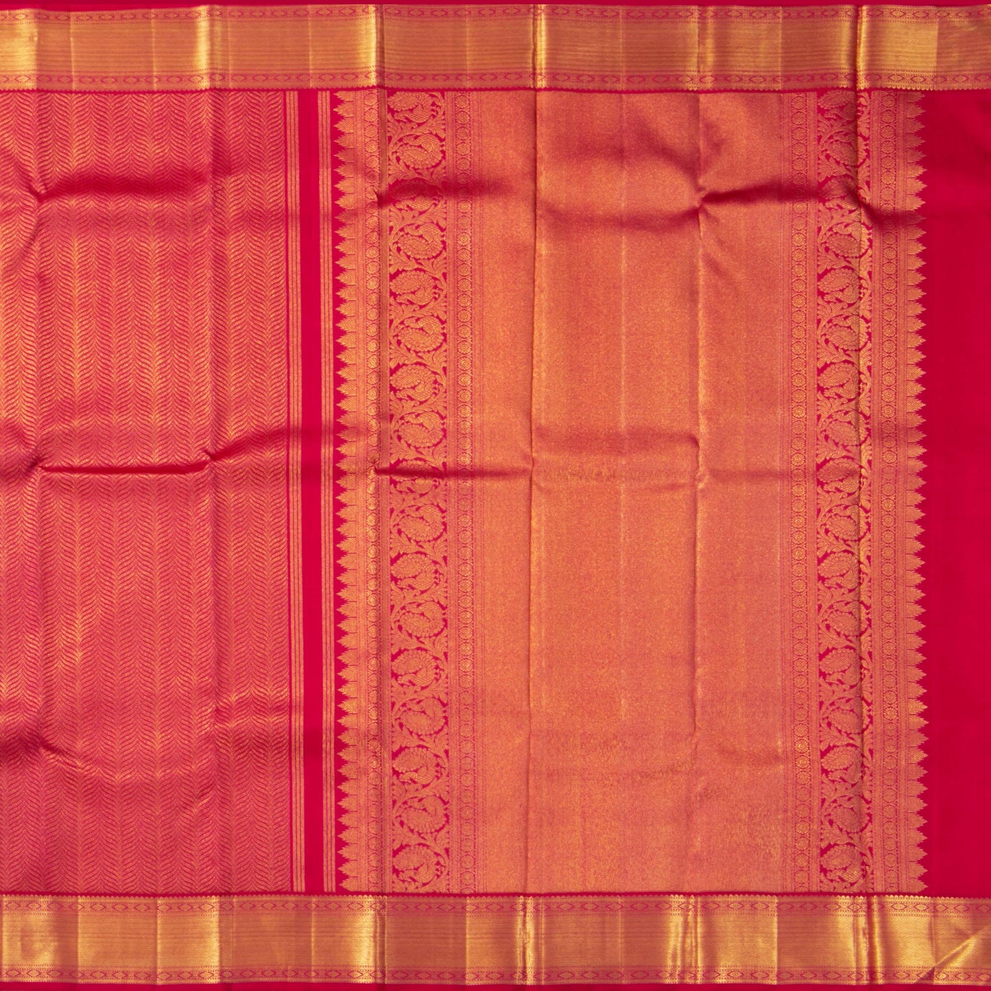 Red Kanchipuram Silk Saree For Wedding Wear PV NYC 1611