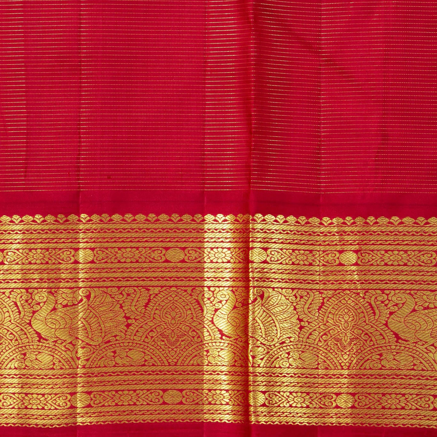 Yellow And Red Kanchipuram Silk Saree Vaira Oosi For Wedding Wear PV NYC 1581