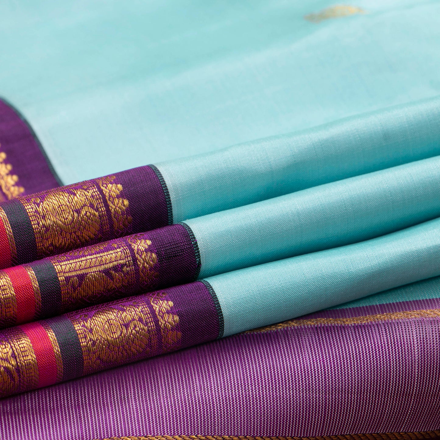 Anandha Blue And Magenta Kanchipuram Silk Saree For Wedding Wear PV J 1778