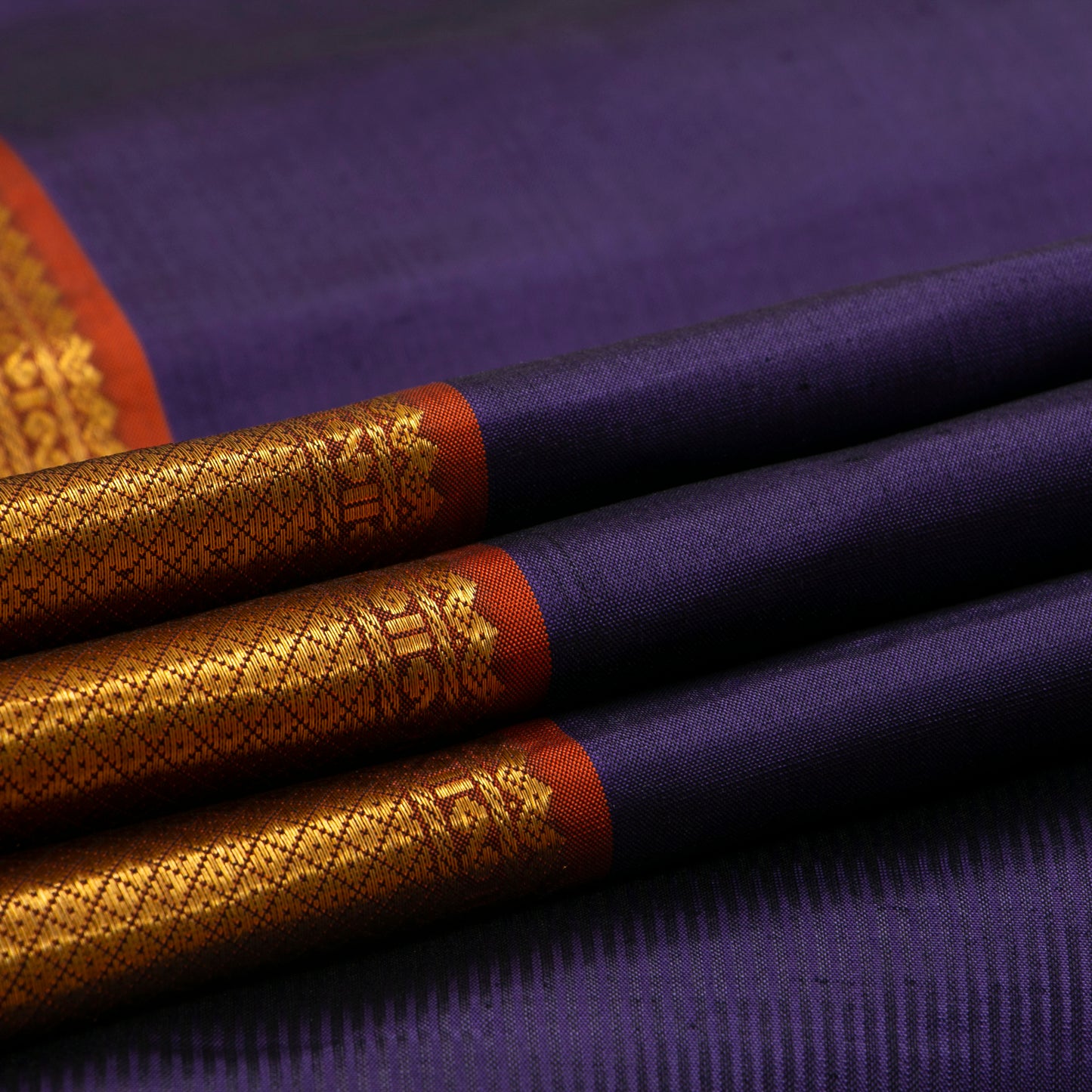 Navy Blue And Brown Kanchipuram Silk Saree For Festive Wear PV J 1799