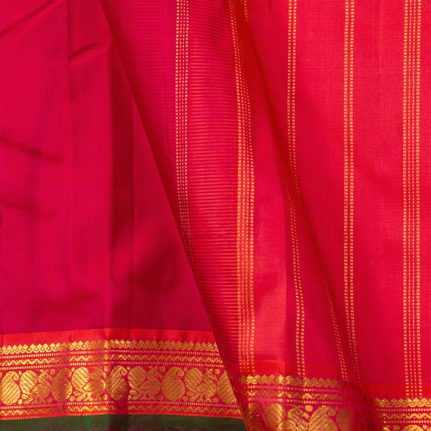 Pink And Orange Kanchipuram Silk Saree For Festive Wear PV J 1205