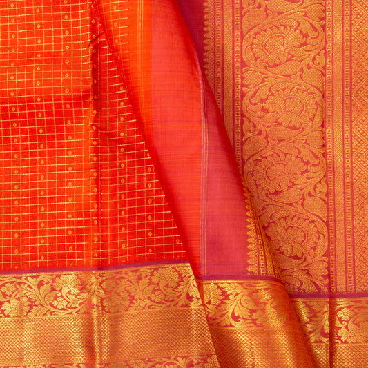Orange Kanchipuram Silk Saree For Wedding Wear PV J 1514