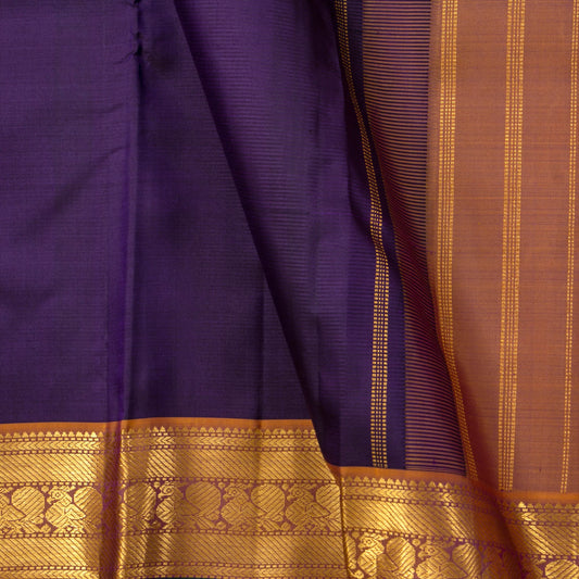 Blue And Gheva Kanchipuram Silk Saree For Festive Wear PV J 1797