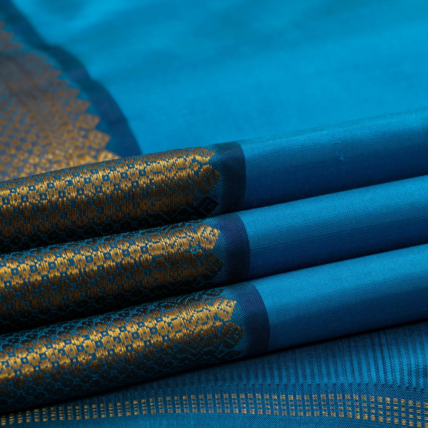 Blue Kanchipuram Silk Saree For Festive Wear PV J 1805
