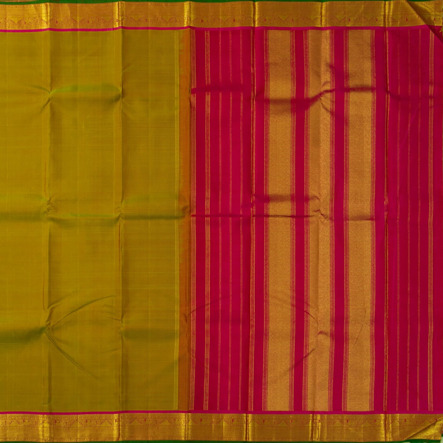 Green And Red Kanchipuram Silk Saree For Festive Wear PV J 1795