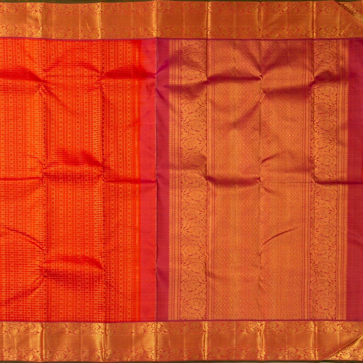 Orange Kanchipuram Silk Saree For Wedding Wear PV J 1514