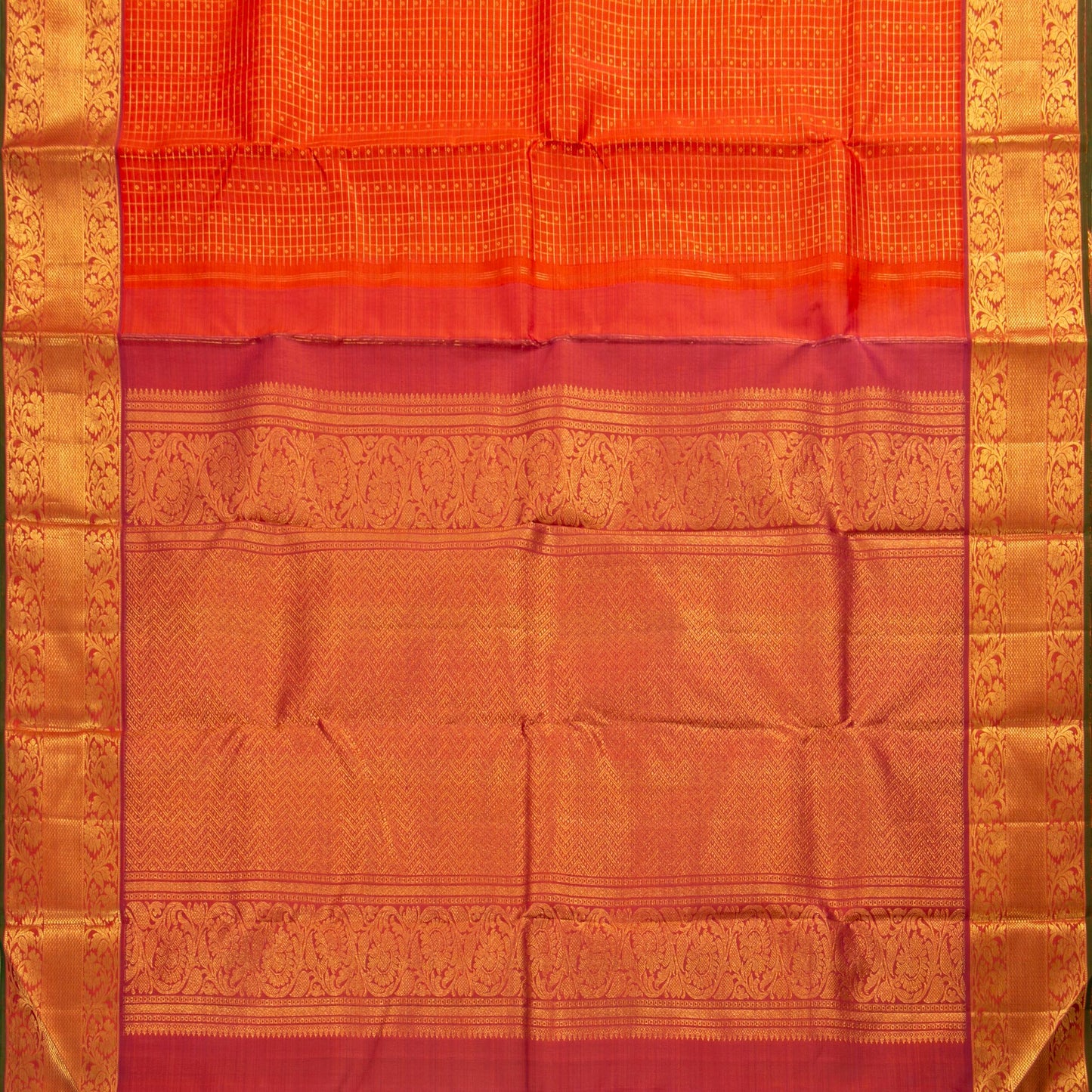 Orange Kanchipuram Silk Saree For Wedding Wear PV J 1514