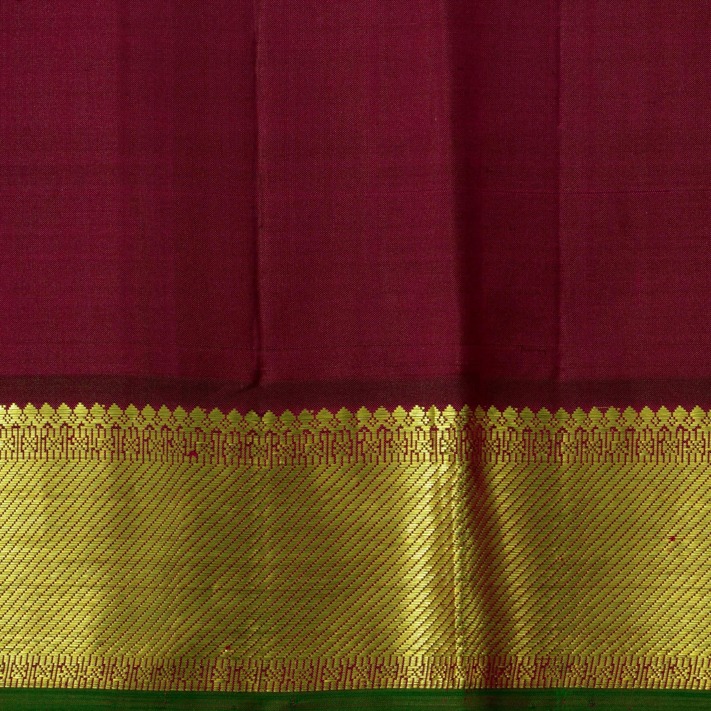 Mustard And Maroon Kanchipuram Silk Saree For Festive Wear PV J 933
