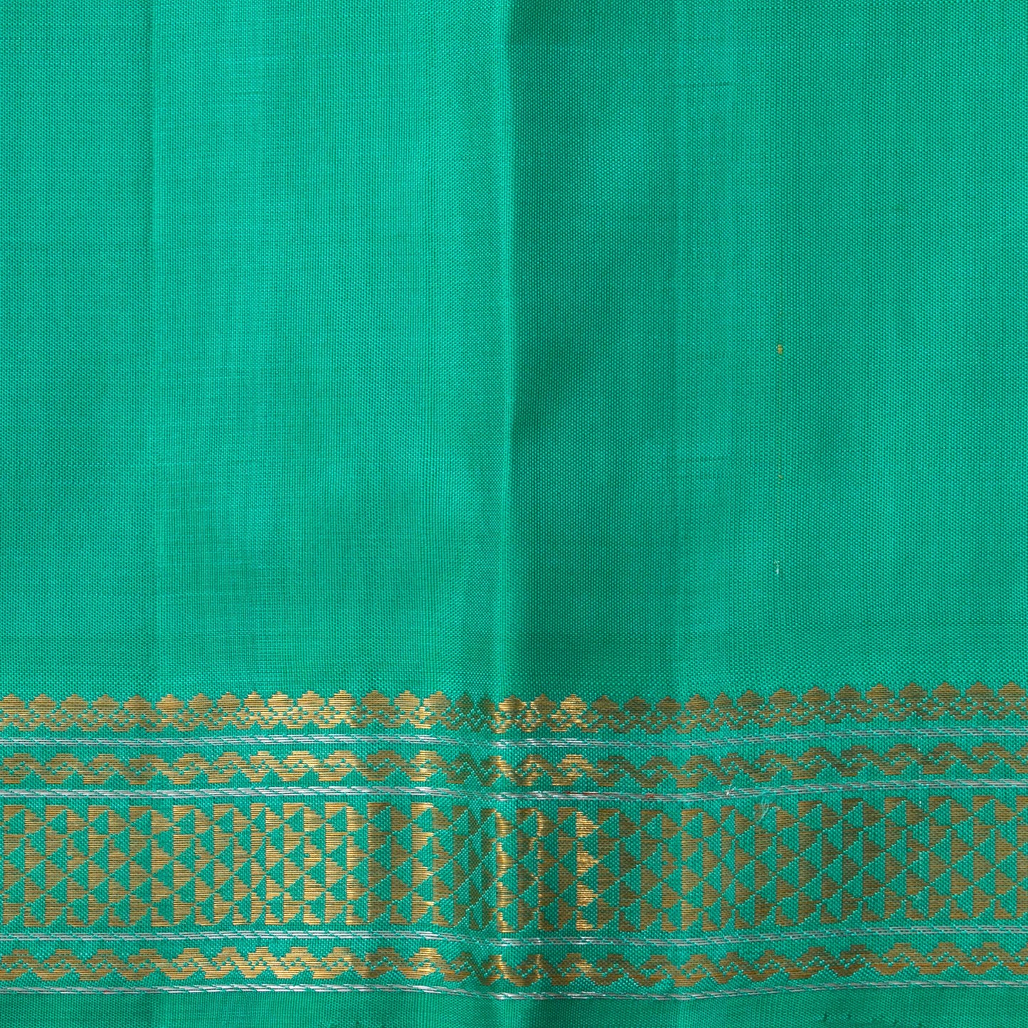 Black And Sea Green Kanchipuram Silk Saree For Festive Wear PV J 1790