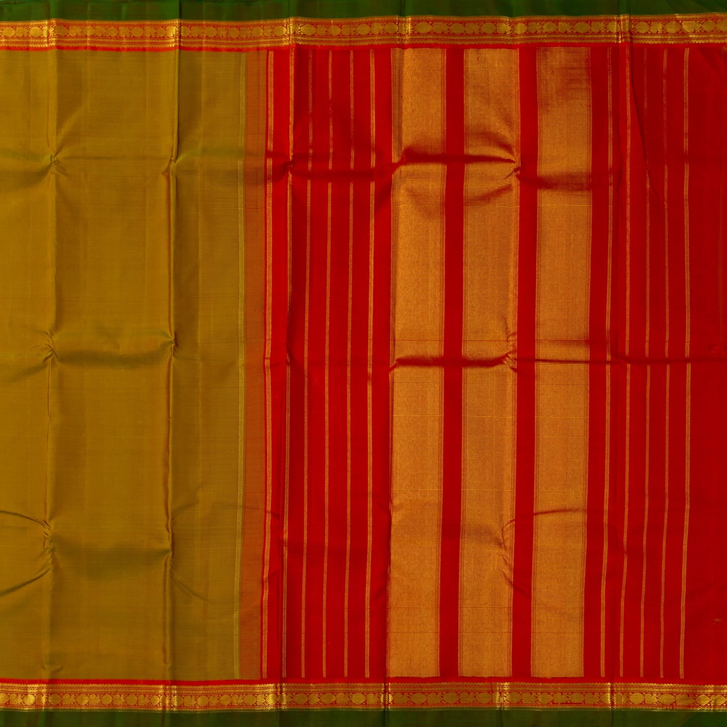 Green And Red Kanchipuram Silk Saree For Festive Wear PV J 1791