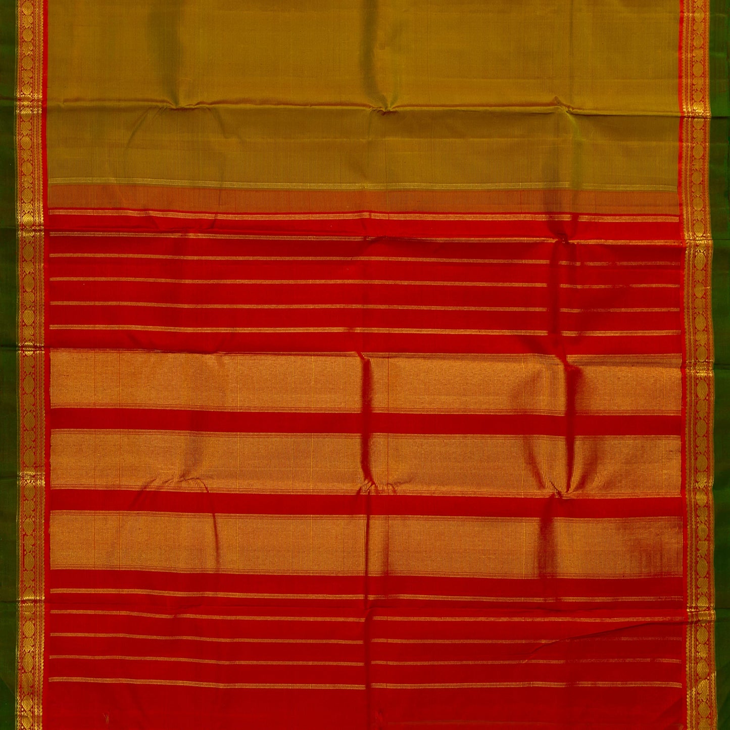 Green And Red Kanchipuram Silk Saree For Festive Wear PV J 1791