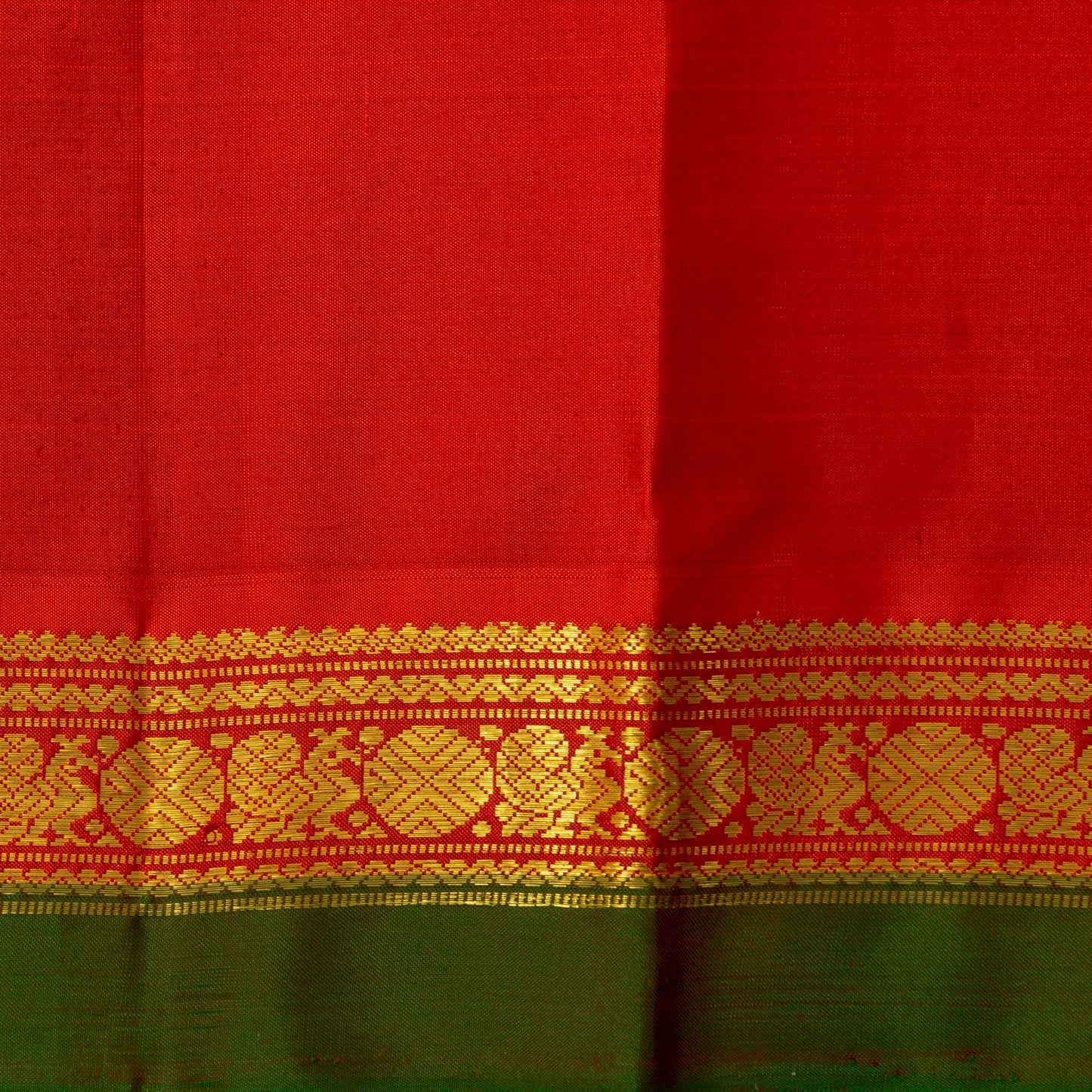 Green And Red Kanchipuram Silk Saree For Festive Wear PV J 1791