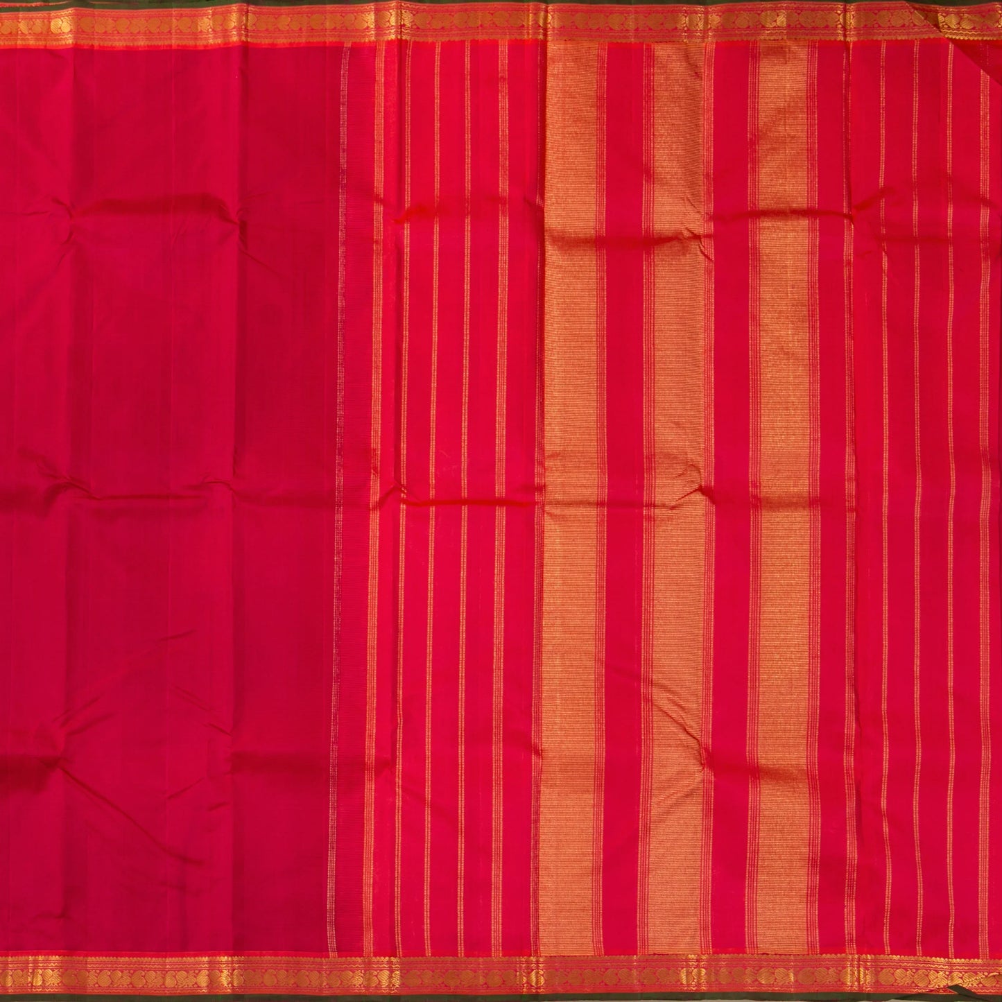 Pink And Orange Kanchipuram Silk Saree For Festive Wear PV J 1205