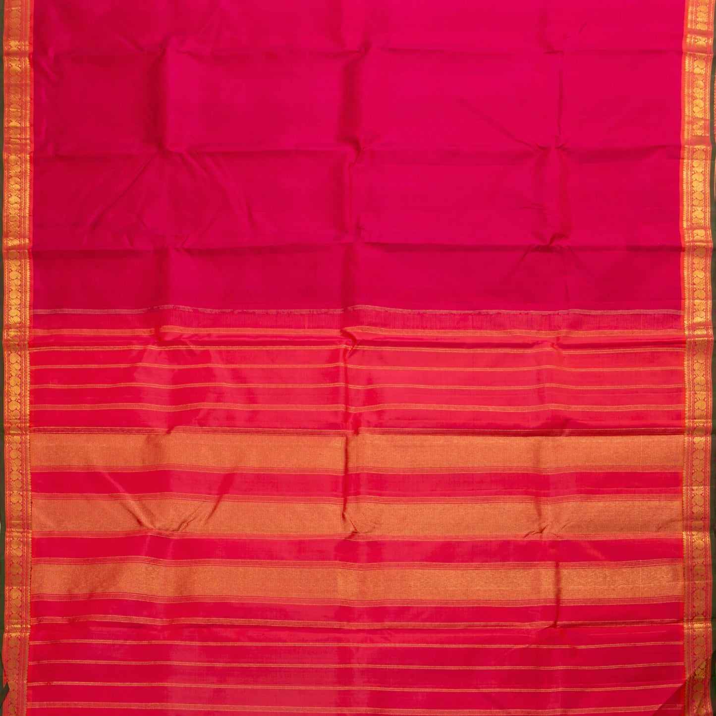 Pink And Orange Kanchipuram Silk Saree For Festive Wear PV J 1205