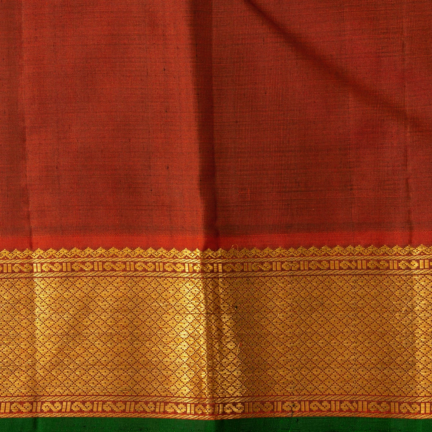 Navy Blue And Brown Kanchipuram Silk Saree For Festive Wear PV J 1799