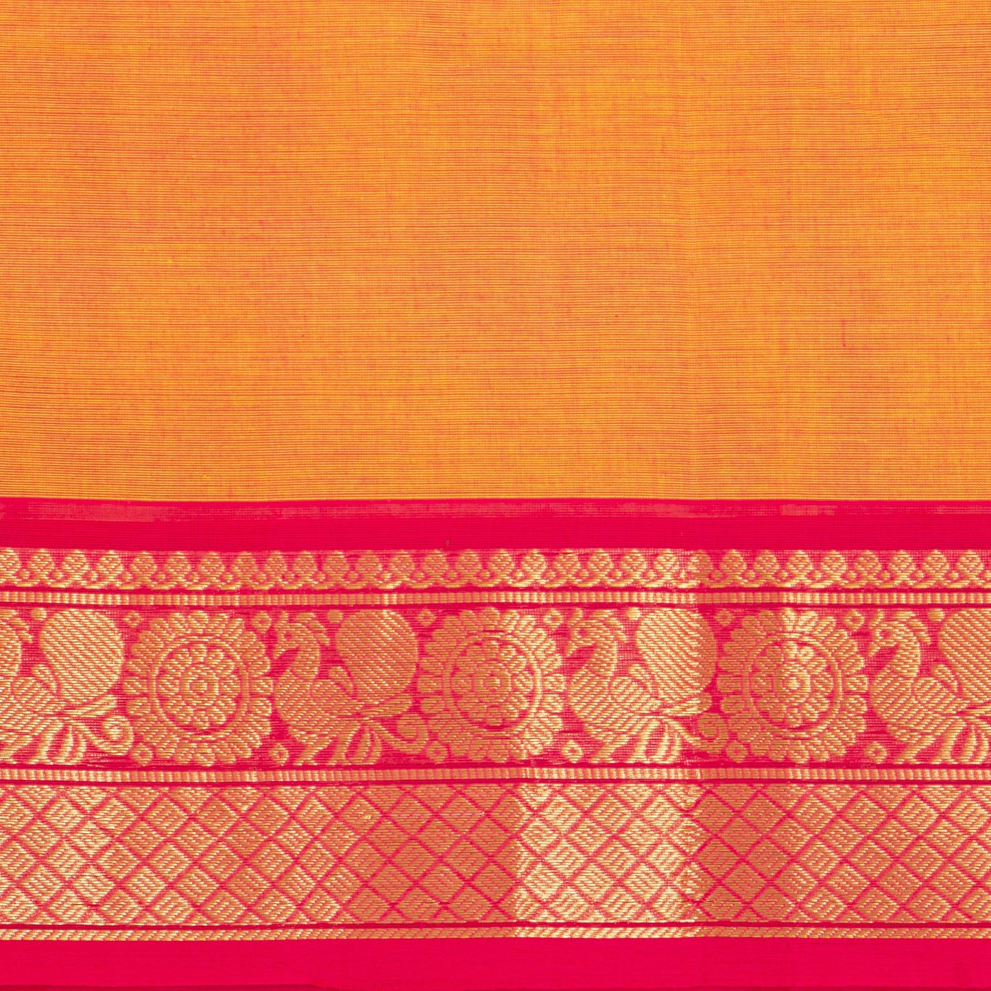 Orange And Pink Kanchi Cotton Saree For Festive Wear PV MM KC 817